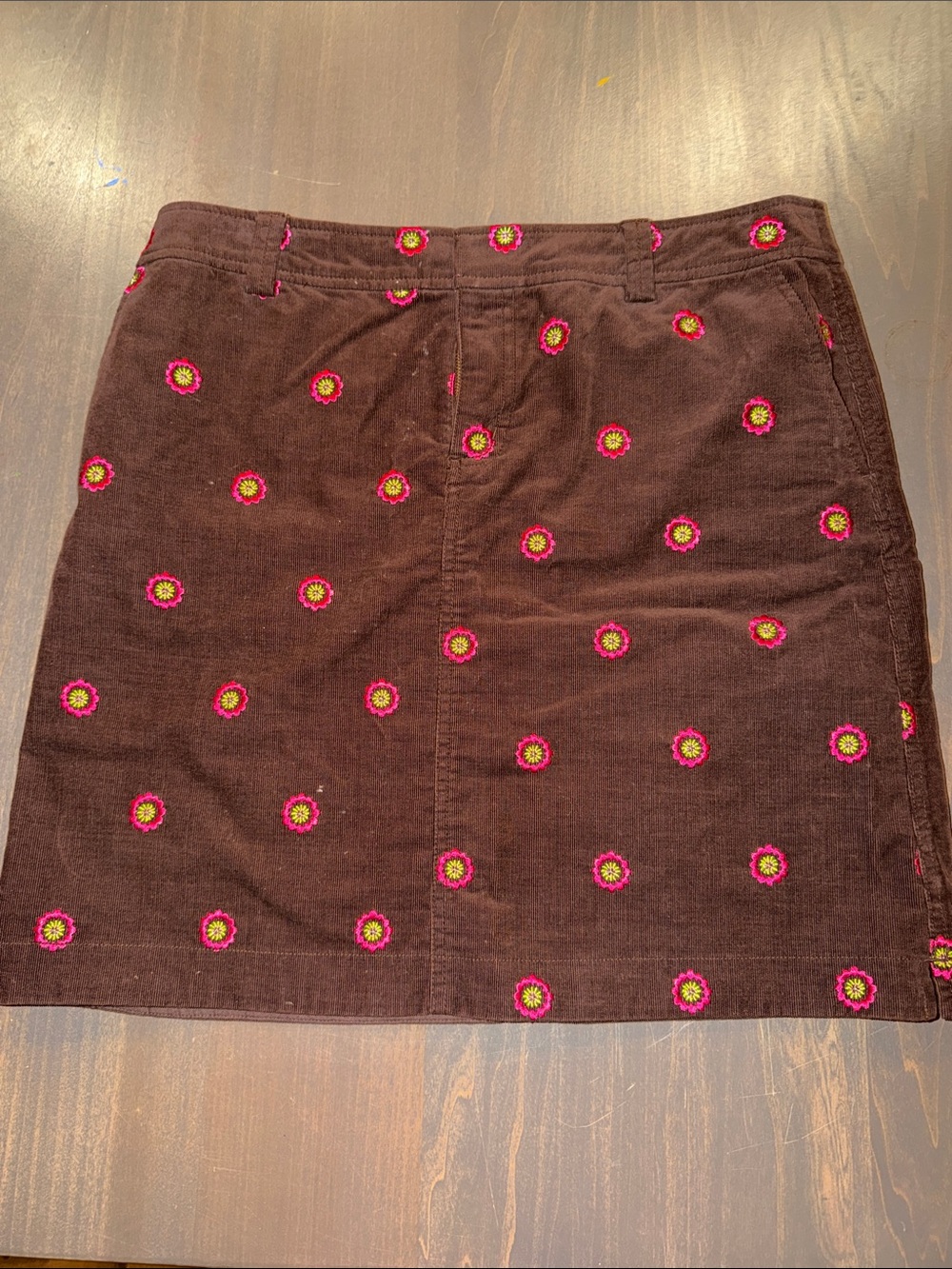 Women's Brown Corduroy Embroidered Daisy Skirt - Lilly Pulitzer